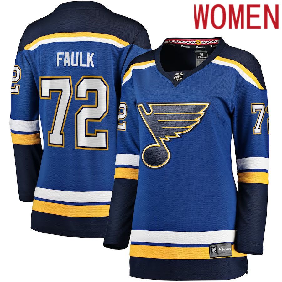 Women St. Louis Blues #72 Justin Faulk Fanatics Branded Blue Home Breakaway Player NHL Jersey->youth nhl jersey->Youth Jersey